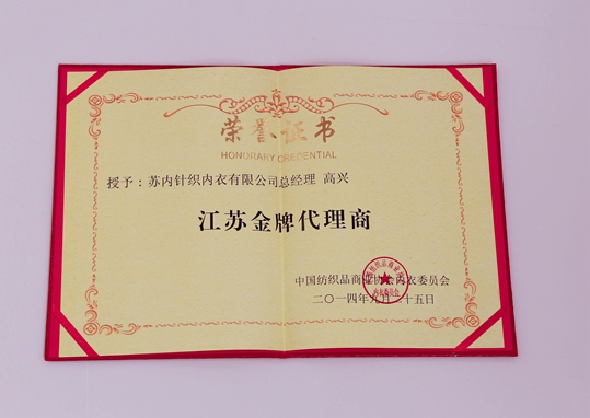 苏内之家荣誉证书